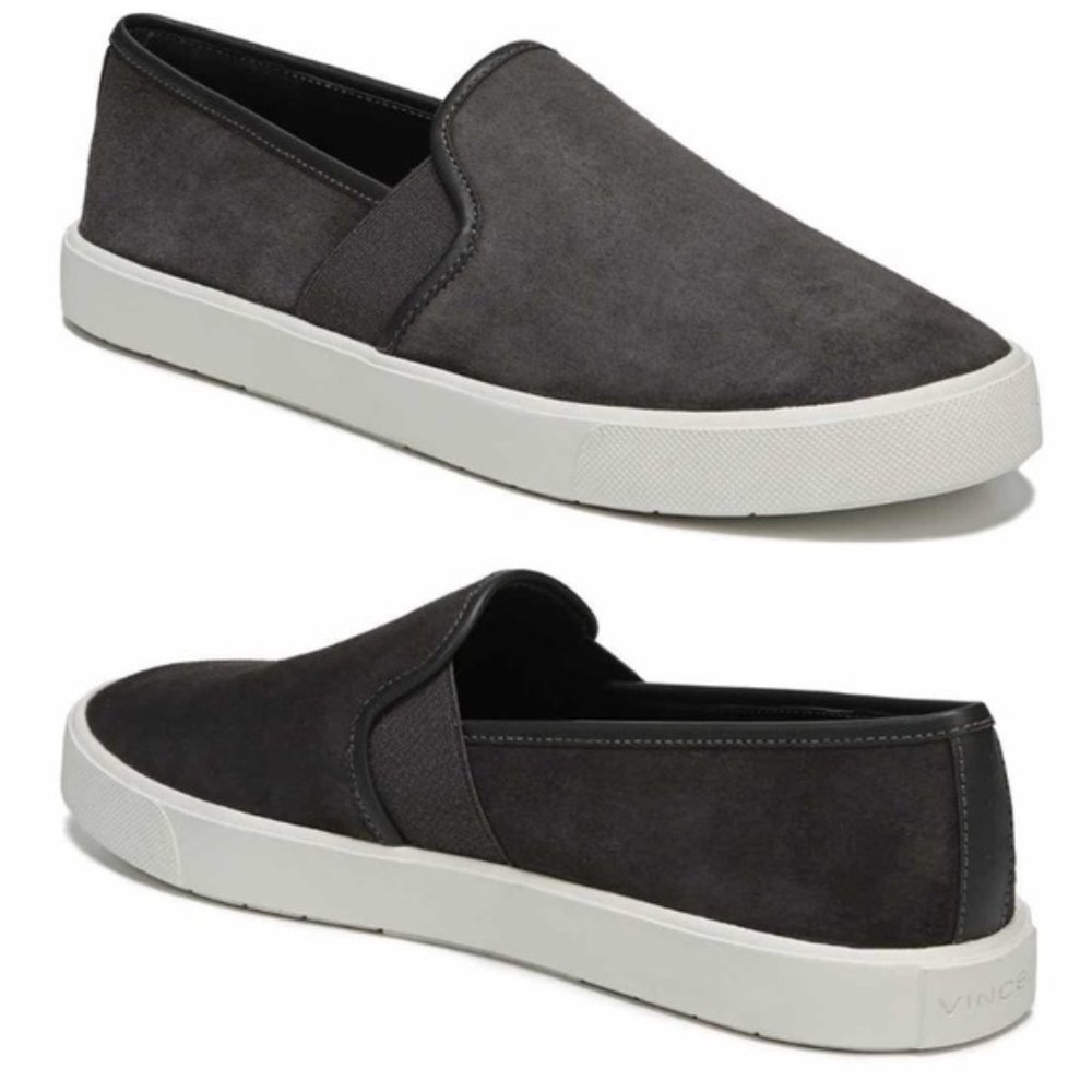 Vince Gray Suede Slip On Sneakers